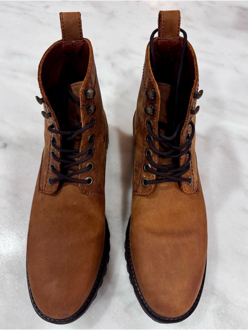 Men's Tan Leather Lace-Up Work Boots